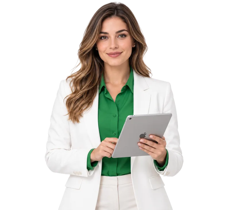 Consultora de Grupo Alianza México con tablet